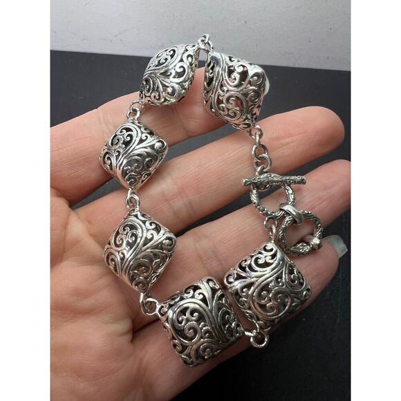 Bali Legacy Sterling Silver Toggle Clasp Square Bracelet 7.25 in - Picture 1 of 11